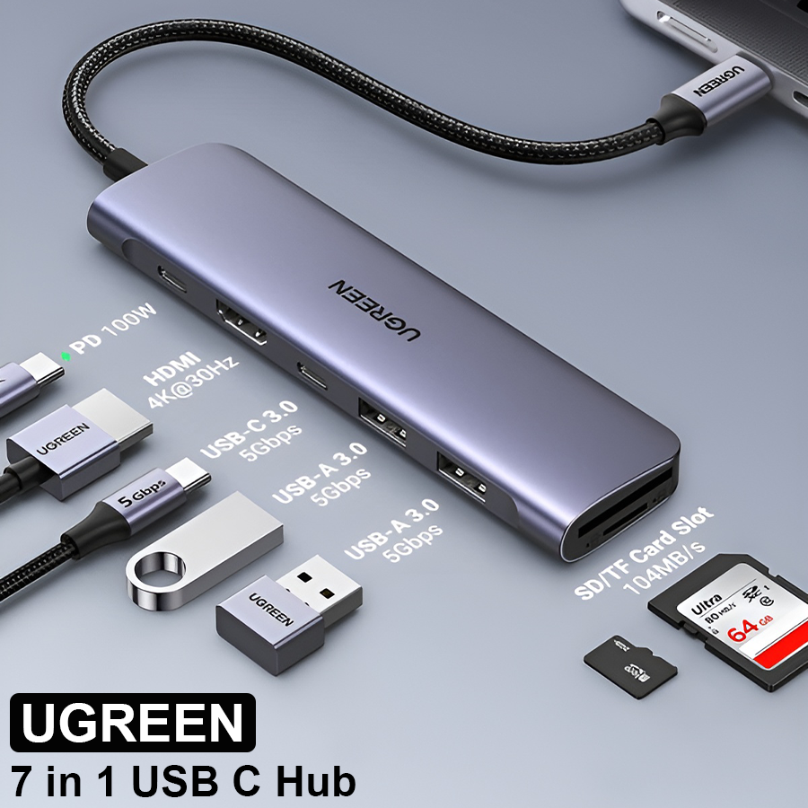 4K HDMI, 2x USB 3.0, 1x USB C, SD TF Card Reader - USB C Hub - 15214