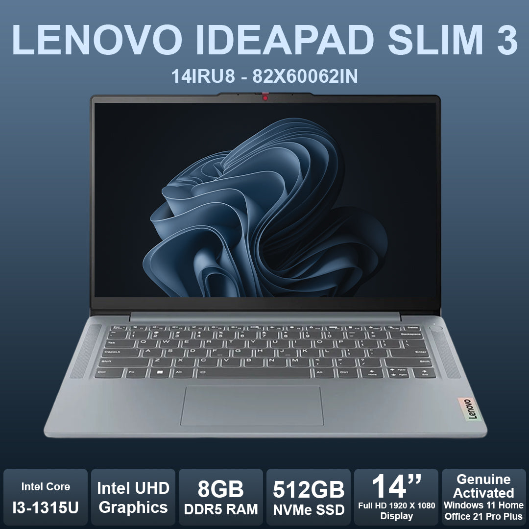 Lenovo Ideapad Slim 3 15.6" I3 13th 8GB RAM 512GB NVMe Laptop
