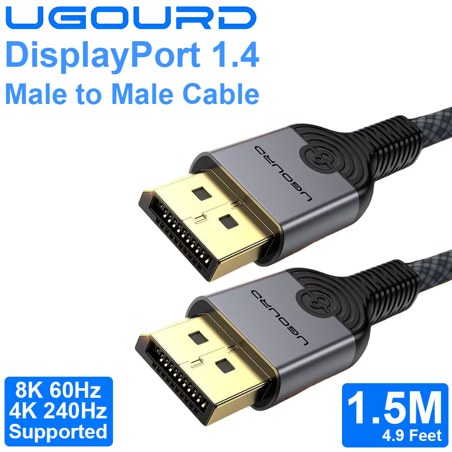 DisplayPort 1.4 Male to Male 4K 240Hz Braided Cable - 1.5M | DP 1.4