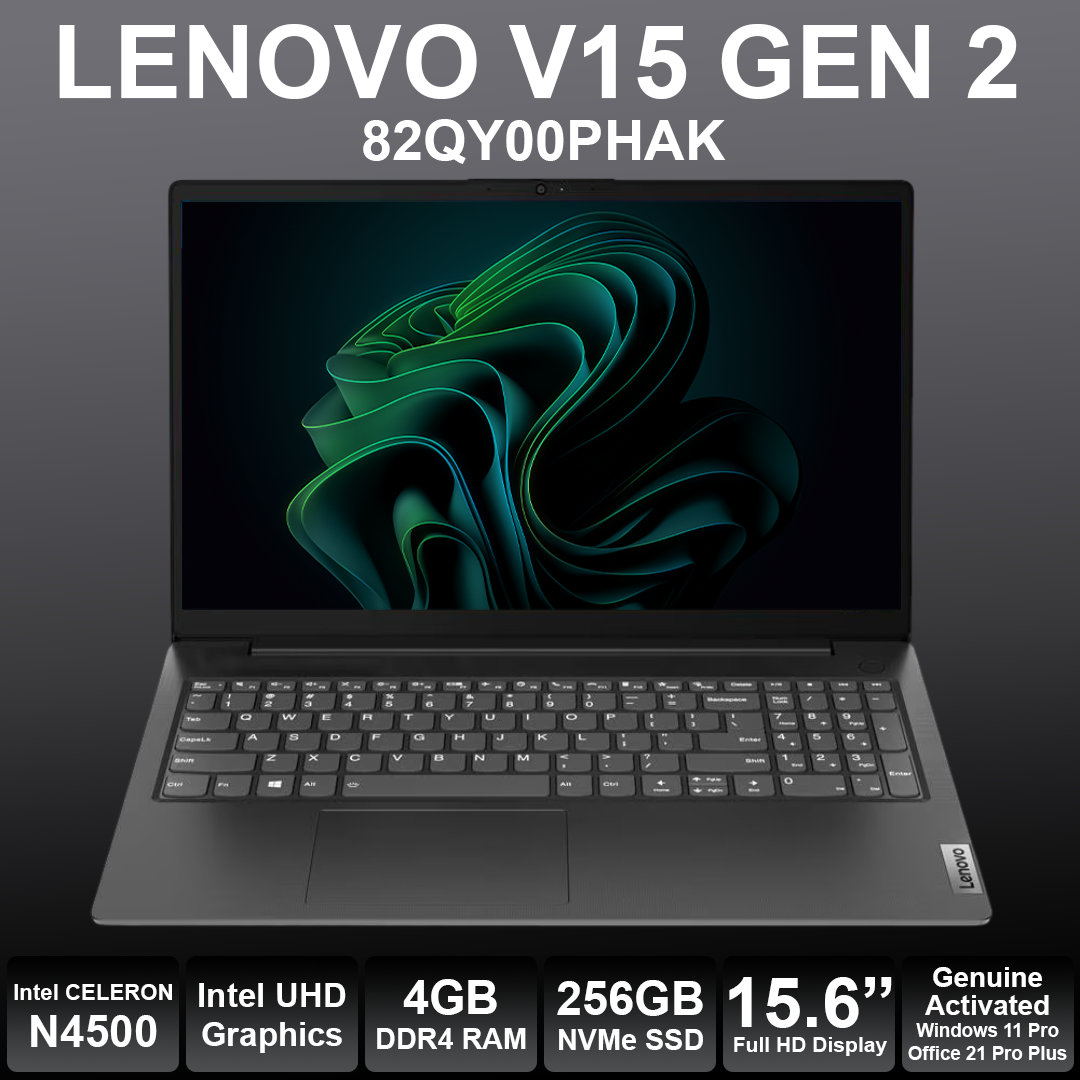 Lenovo V15 G2 15.6" Celeron N4500 4GB RAM 256GB NVMe Laptop