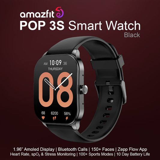Amazfit Pop 3S Smart Watch - Black