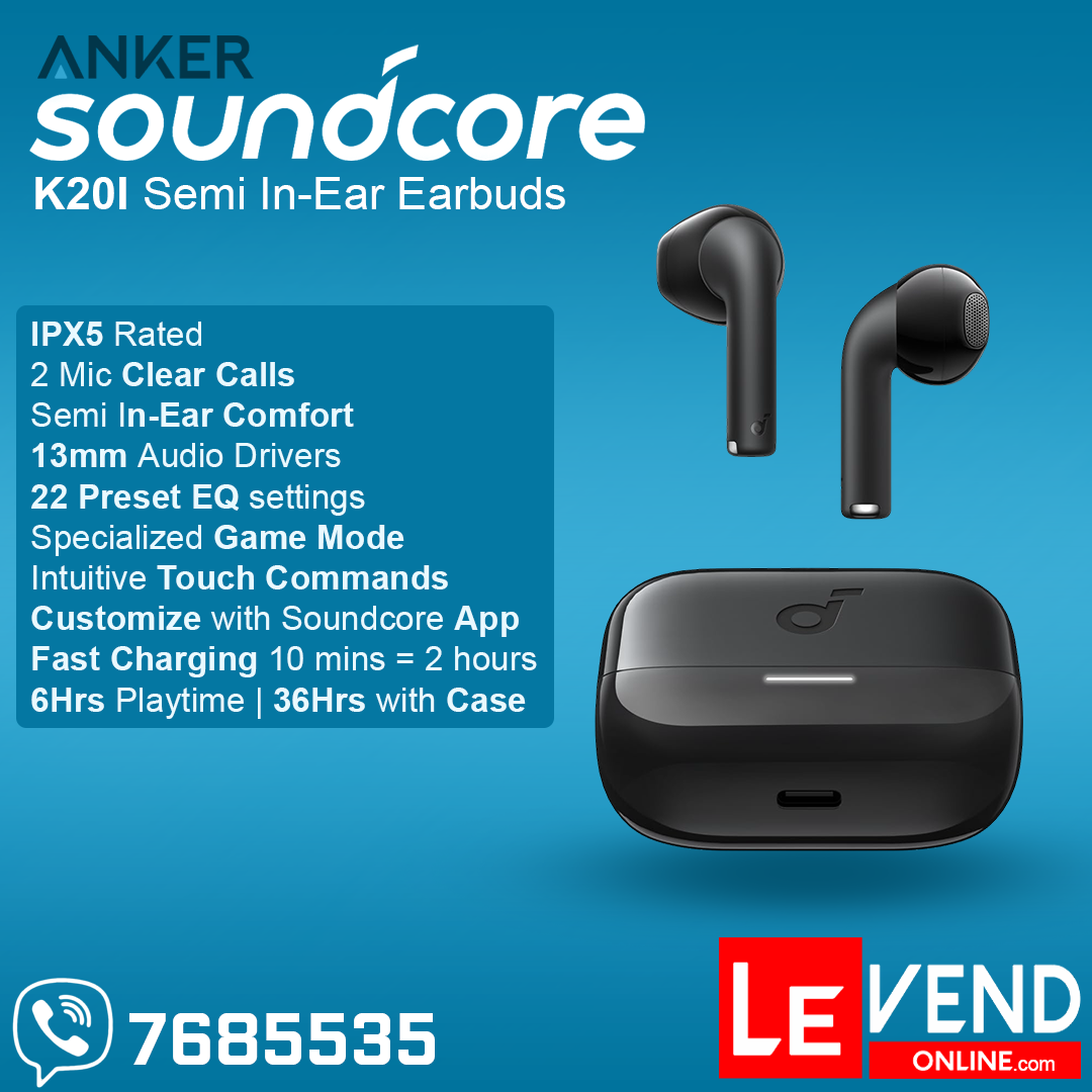 Anker K20i Semi In-Ear True Wireless Earbuds - Black