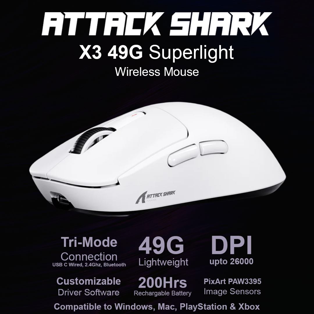 Attack Shark X3 49G Superlight Wireless Mouse - White