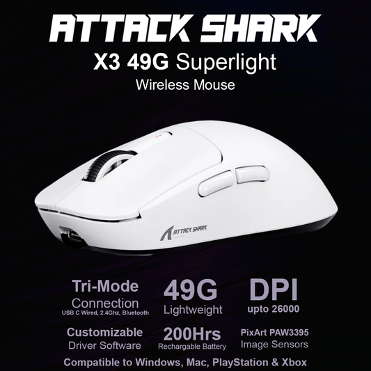 Attack Shark X3 49G Superlight Wireless Mouse - White
