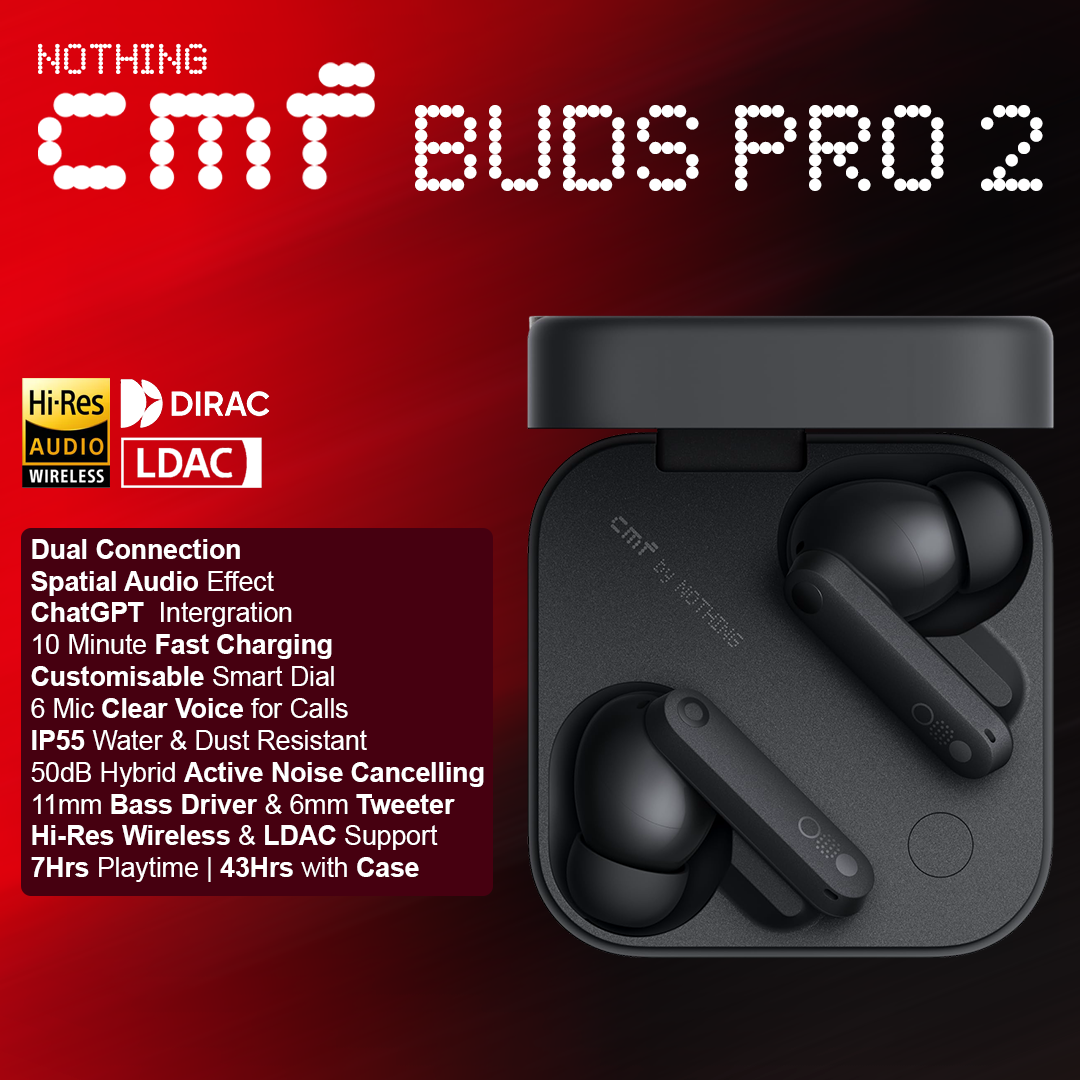 Nothing CMF Buds Pro 2 ANC Wireless Earbuds - Dark Grey (B172)