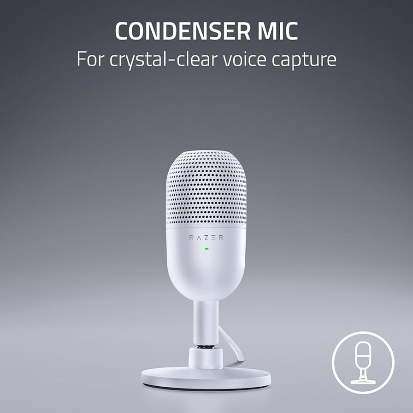 Razer Seiren V3 Mini Ultra Compact Condenser USB Microphone - White