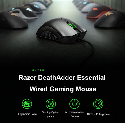 Razer Deathadder Essential Wired Gaming Mouse (Black)