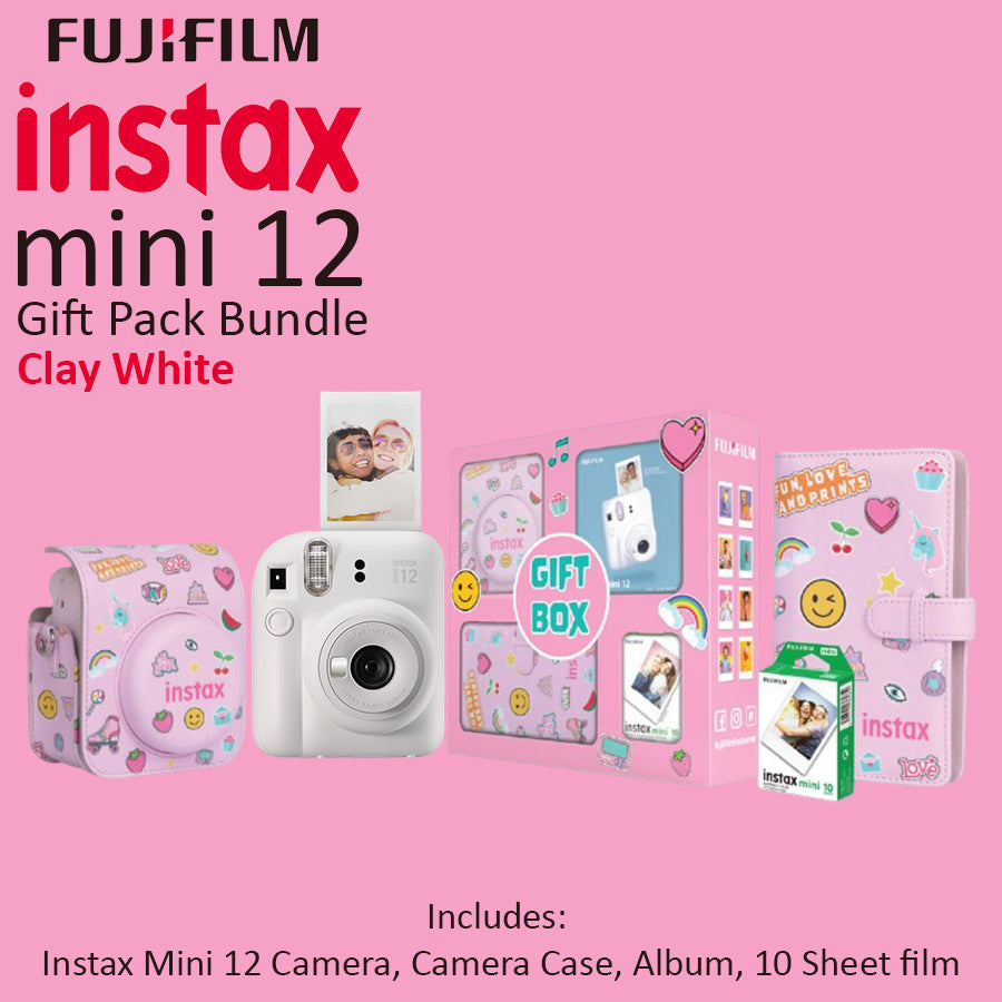 FujiFilm Instax Mini 12 Instant Camera Gift Box - Clay White