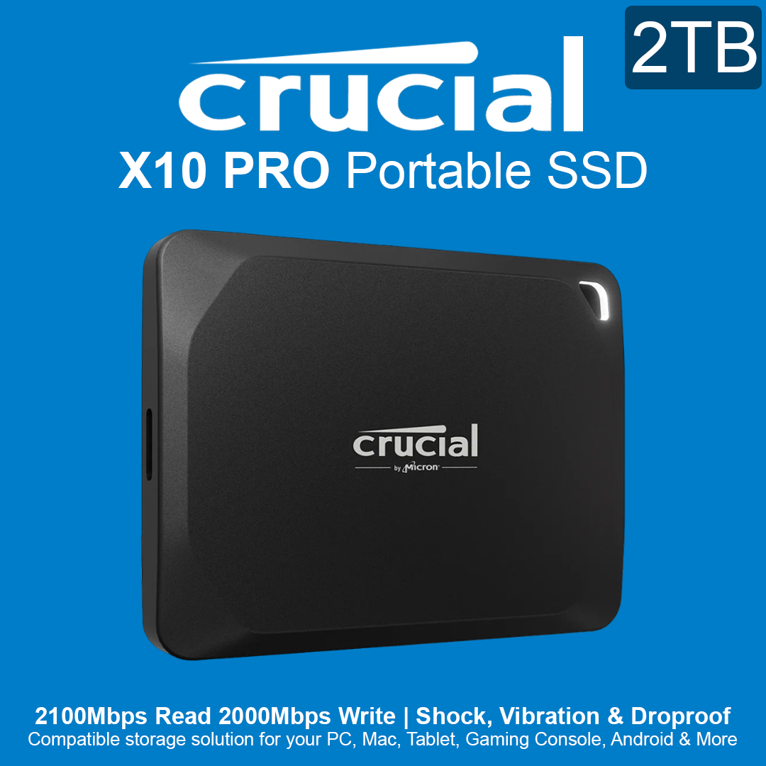Crucial X10 Pro 2TB Portable SSD Drive - 2100Mbps