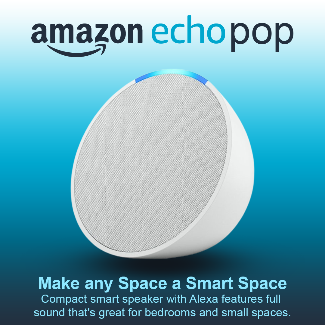 Amazon Echo Pop Voice Assistant Speaker - Glacier White