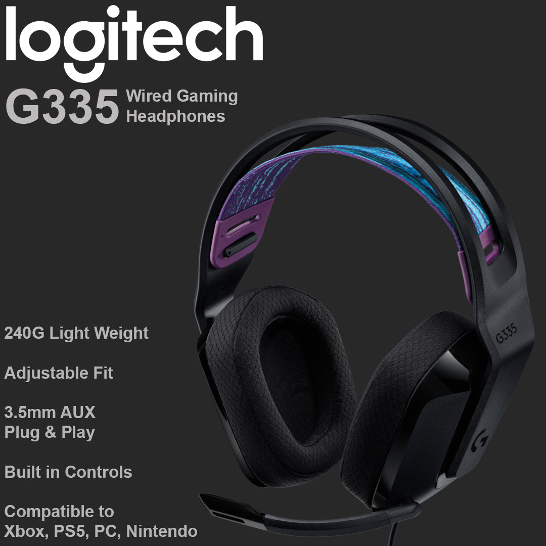 Logitech G335 3.5mm AUX Wired Gaming Headphone - Black