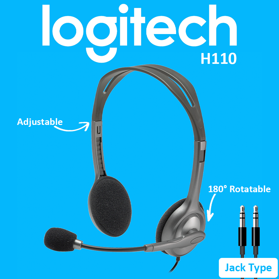 Logitech H110 Headset with Mic 3.5mm Dual Jacks Maldives Le Vend Online