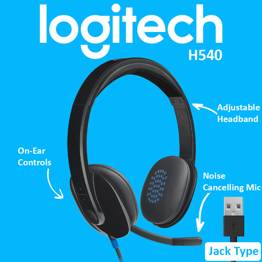Logitech H540 Noise Cancelling Headset with Mic / USB Type A