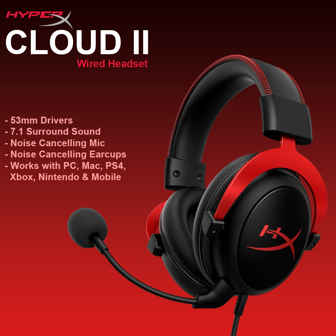HyperX Cloud II Gaming 7.1 Surround Wired Headphones | Cloud 2