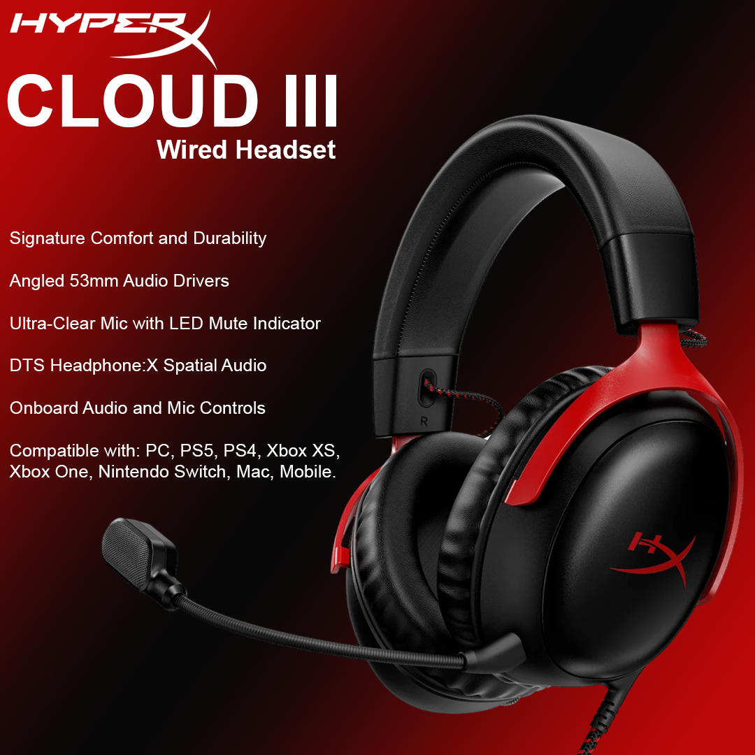 HyperX Cloud III Gaming 7.1 Surround Wired Headphones