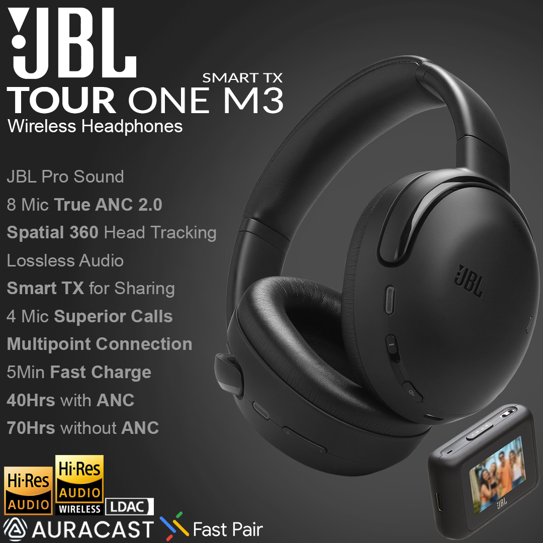 JBL Tour One M3 Smart TX Wireless Over Ear Headphones - Black