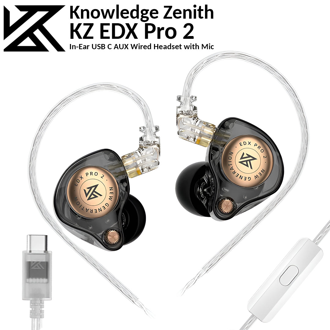 KZ EDX Pro 2 | In-Ear USB-C Wired Headset with Mic - Black