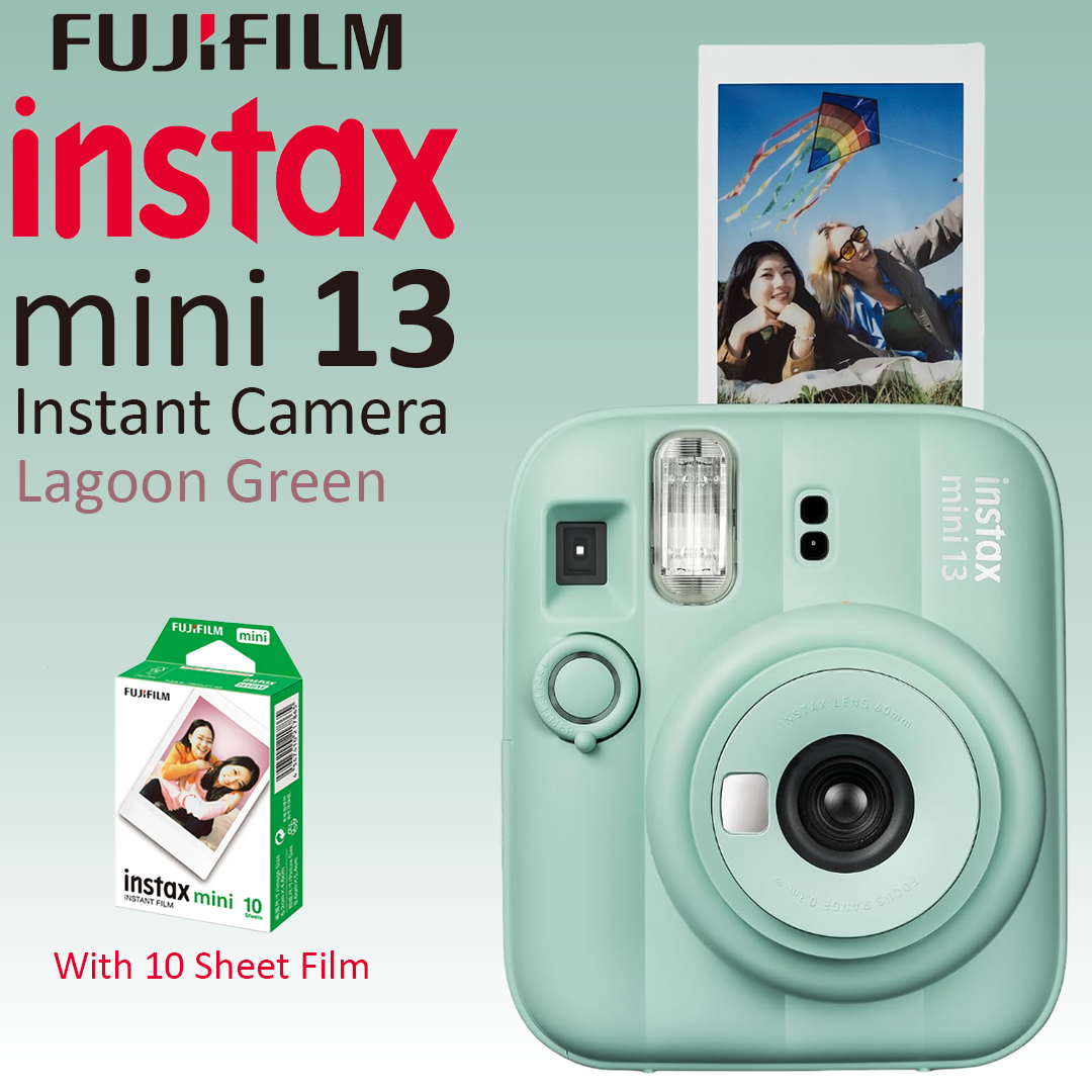 FujiFilm Instax Mini 13 Instant Camera with 10 Sheet Film - Lagoon Green