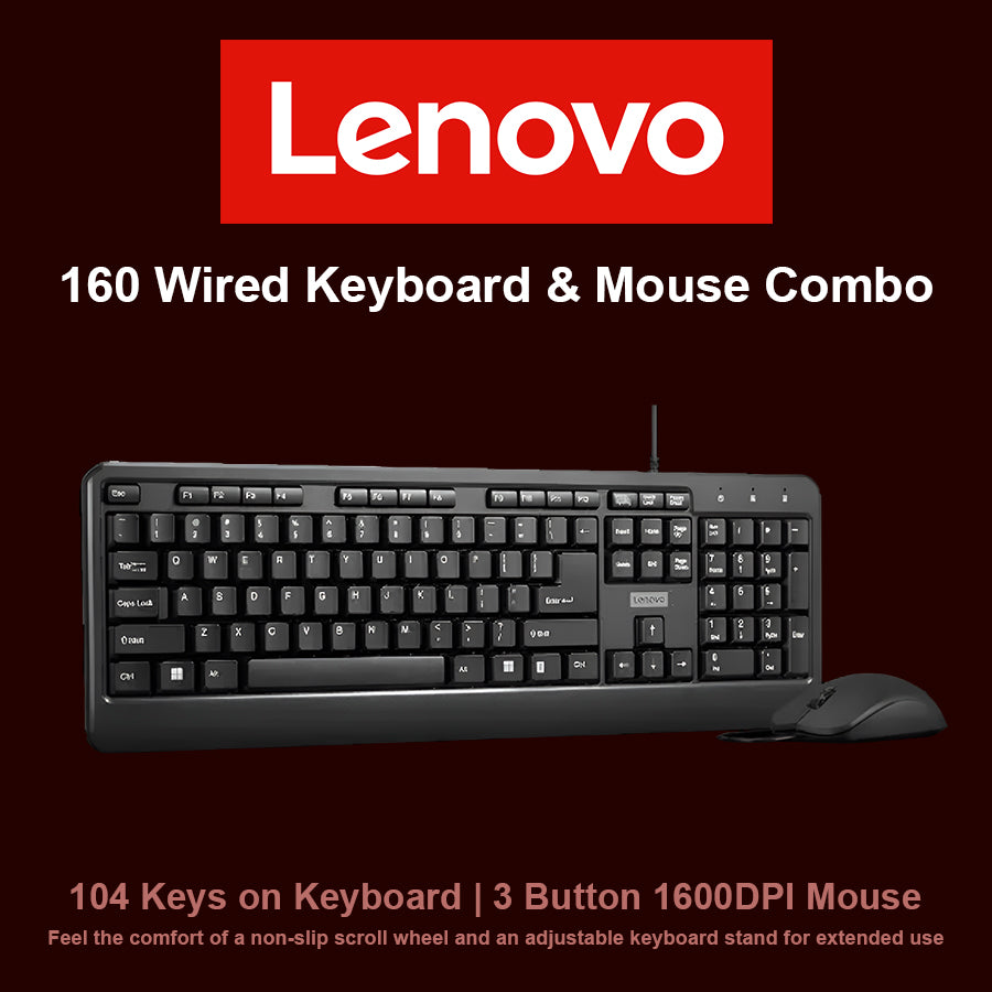 Lenovo 160 Wired Keyboard & Mouse Combo