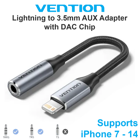Lightning Male to 3.5mm AUX Female Audio Adapter with DAC Chip