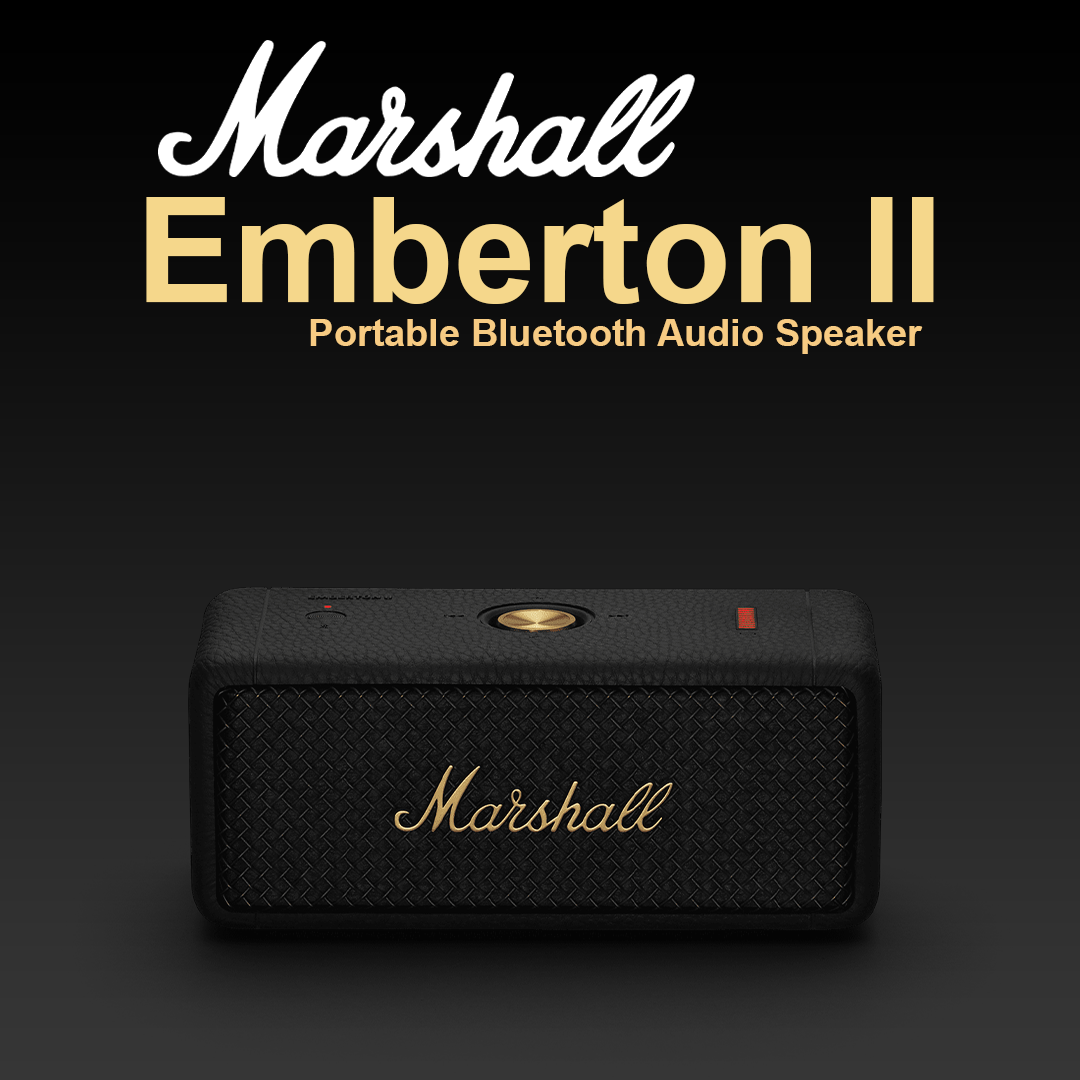 Marshall Emberton II Portable Bluetooth Speaker - Black & Brass