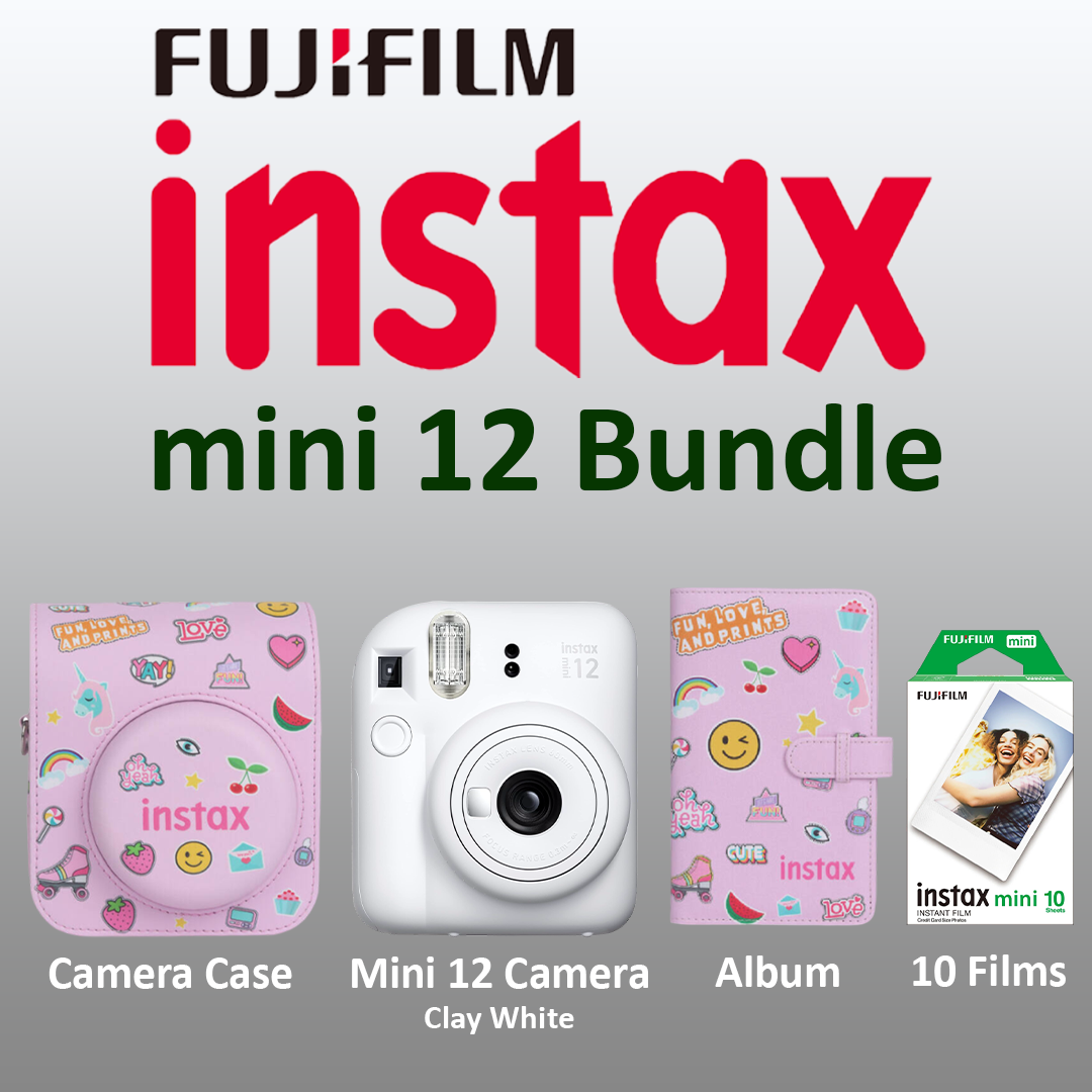 FujiFilm Instax Mini 12 Instant Camera Gift Box - Clay White