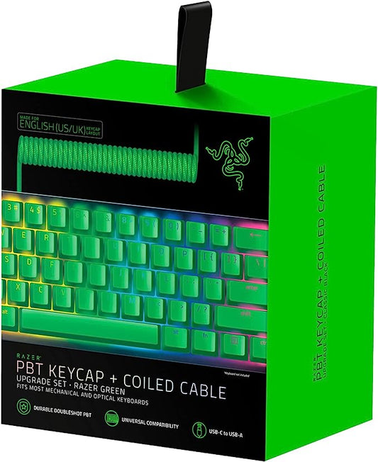 Razer PBT Keycap + Coiled Cable Upgrade set - Green