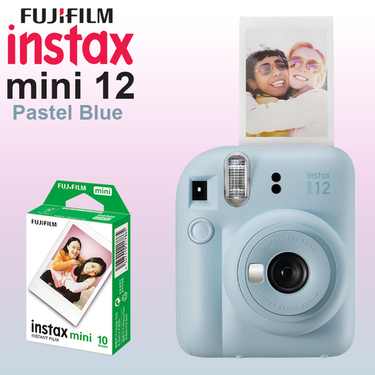 Fujifilm Instax Mini 12 Instant Camera with 10 Sheet Film - Pastel Blue