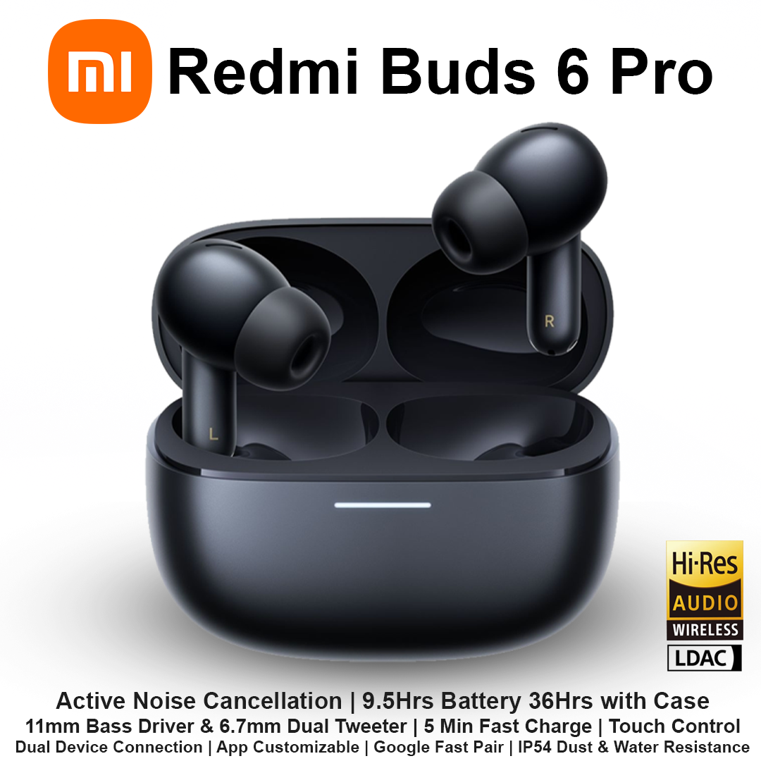 MI Redmi Buds 6 Pro ANC Wireless Earbuds - Space Black