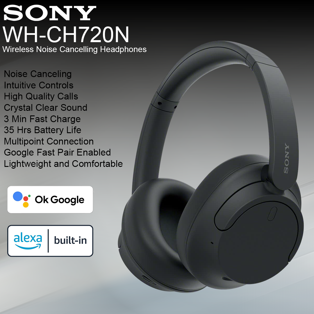 Sony WH-CH720N Noise Cancelling Wireless Headphones - Black
