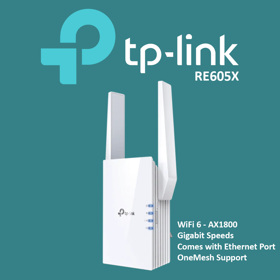 TP Link AX1800 Dual Band WiFi 6 Range Extender - RE605X