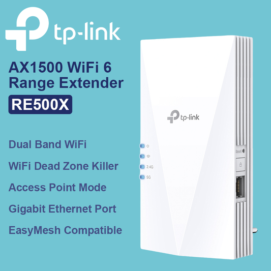 TP Link AX1500 Dual Band WiFi 6 Range Extender - RE500X