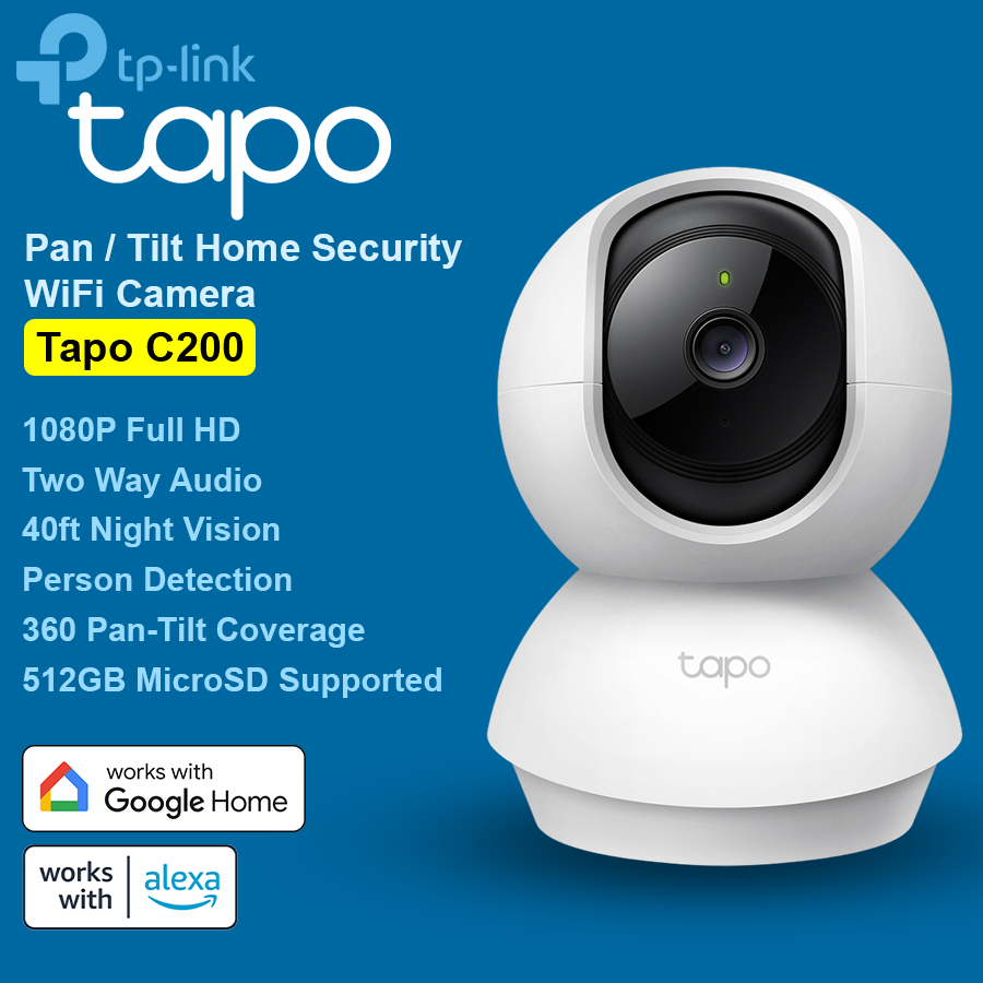 TP Link Pan / Tilt 1080P Home Security WiFi Camera - Tapo C200