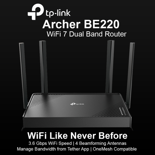 TP Link BE3600 Dual Band Gigabit WiFi 7 Router - Archer BE220