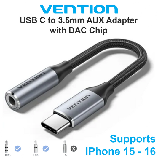 USB C Male to 3.5mm AUX Female Audio Adapter with DAC Chip
