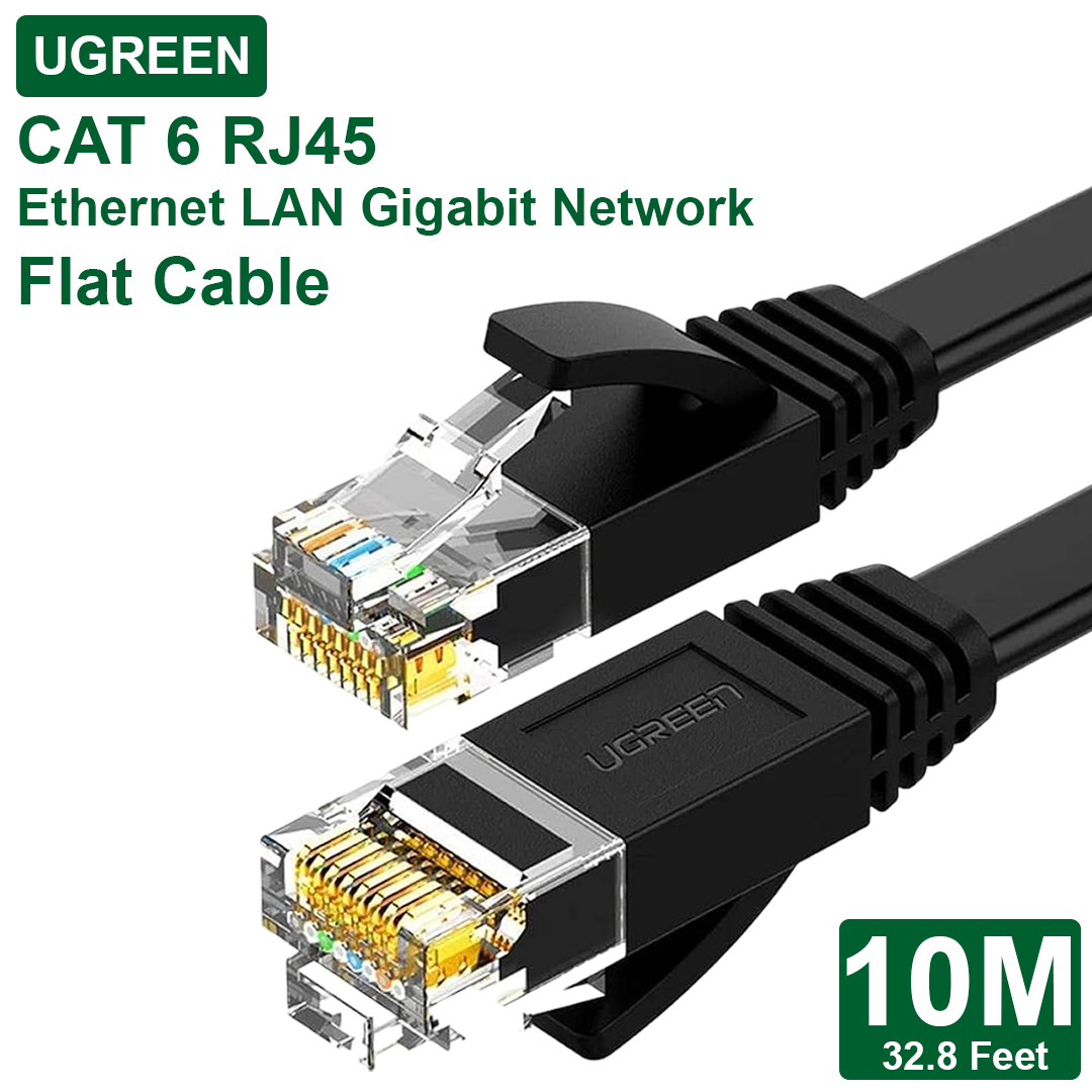 CAT 6 LAN RJ45 Flat Network Cable - 10M - Black