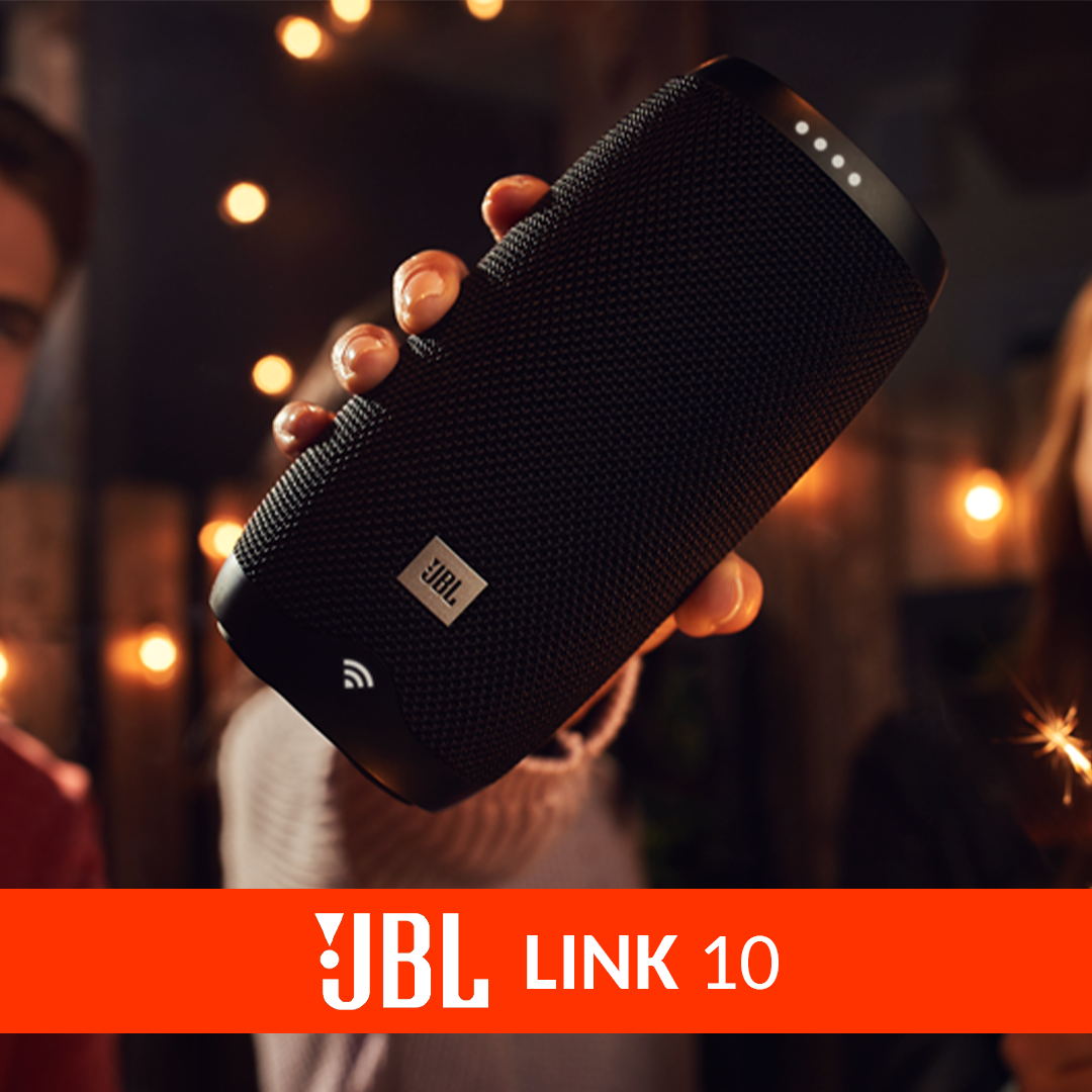 JBL Link Portable Waterproof portable speaker deals with Google Assistant, Apple® AirP