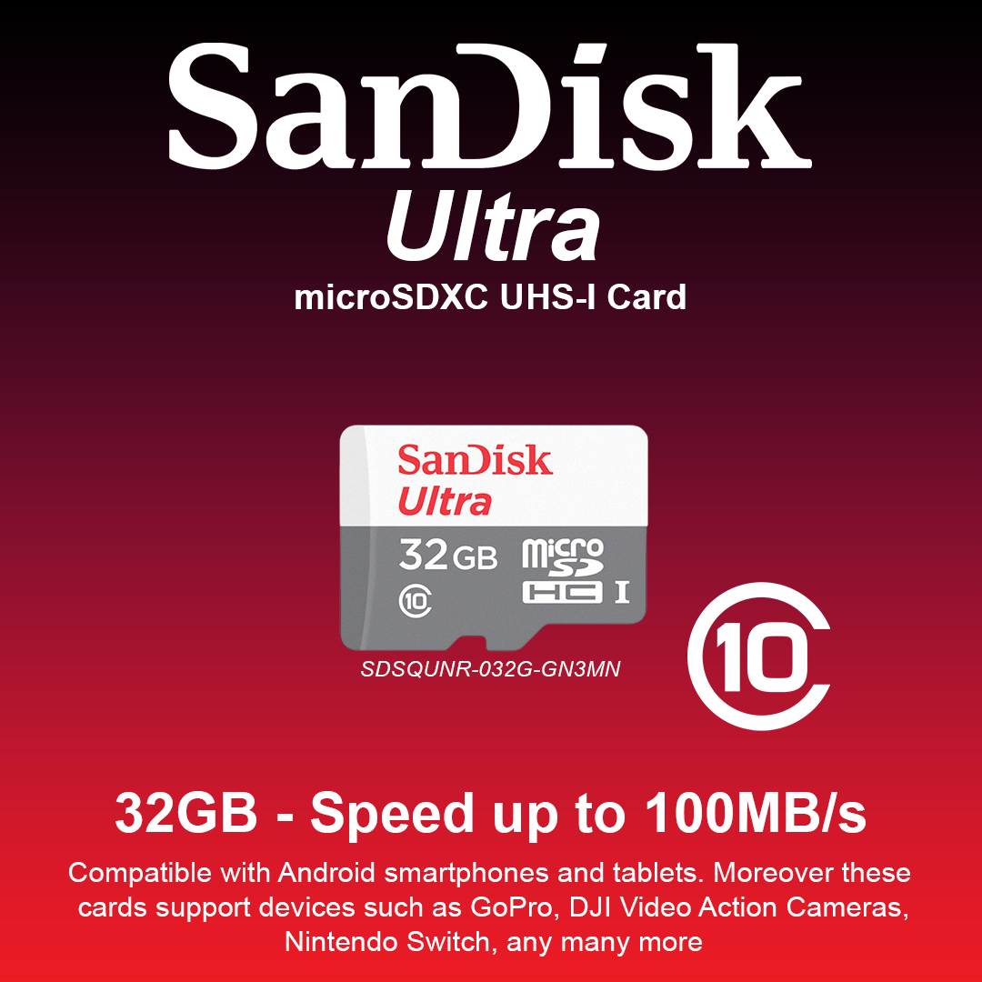 SanDisk Ultra MicroSDXC UHS-I Card - 32GB | 100Mbps