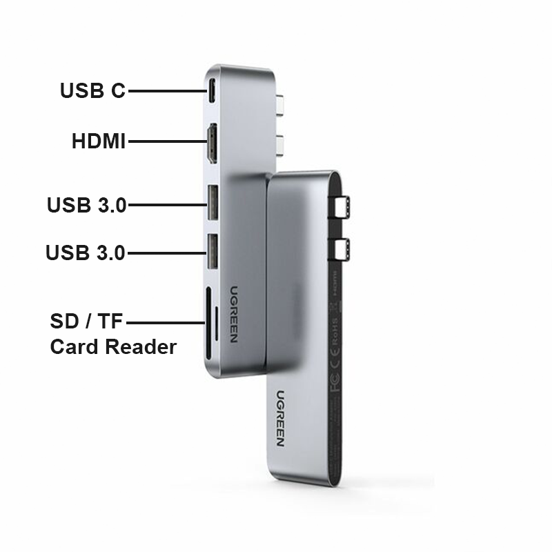 3x Type A 3.0 / HDMI / SD & TF Reader / PD - USB C Hub for MacBook - 80856