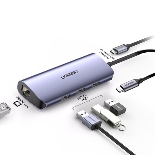 3x Type A 3.0 / RJ45 - USB C Hub - 60718