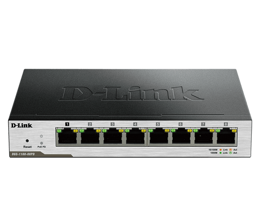 D Link 8 Port POE Gigabit Smart Network Switch - DGS-1100-08P