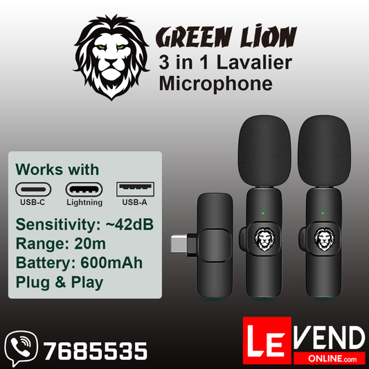 3 in 1 Wireless Lavalier Microphone (USB C + USB A + Lightning)