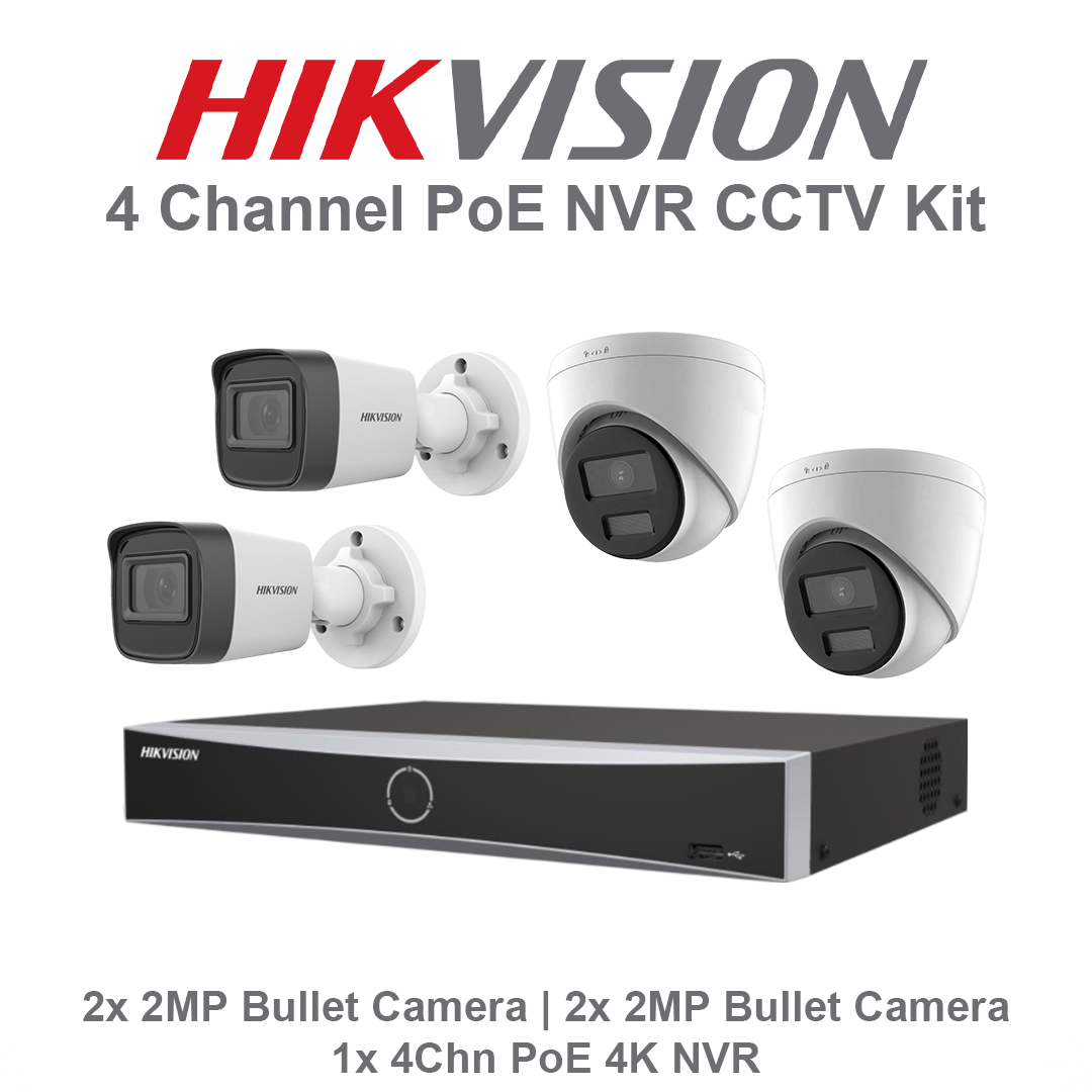 Hikvision 4 Channel PoE 4K NVR CCTV Kit