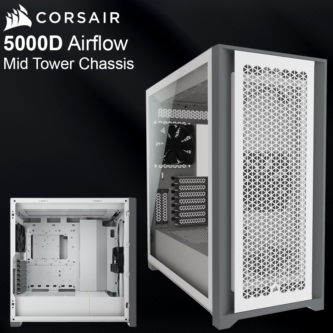 Corsair 5000D Airflow Mid Tower Chassis - White