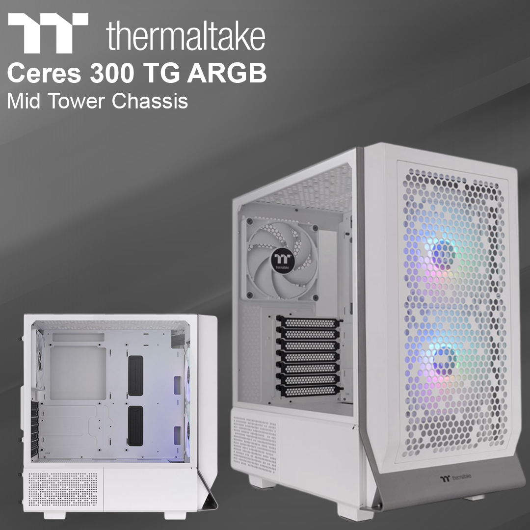 Thermaltake Ceres 300 TG ARGB Mid Tower Chassis - Snow