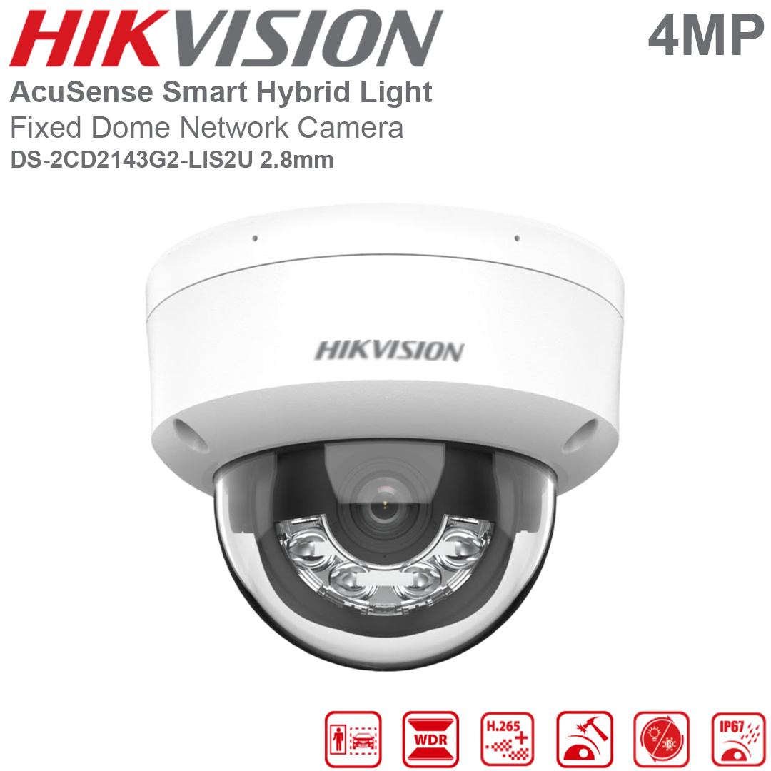 Hikvision 4MP Acusense Smart Hybrid Light Fixed Dome Network Camera