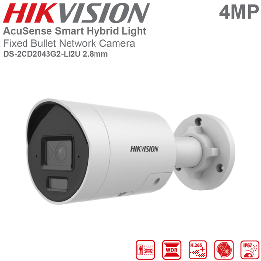 Hikvision 4MP Acusense Smart Hybrid Light Fixed Bullet Network Camera