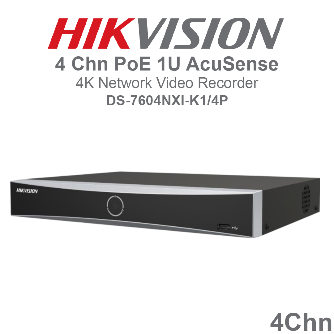 Hikvision AcuSense 4 Channel 1U 4K PoE NVR