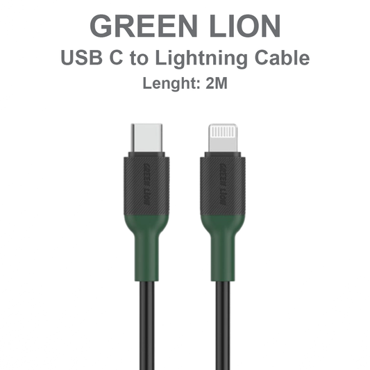 Green Lion USB C Type C Lightning Charging Cable - 2M