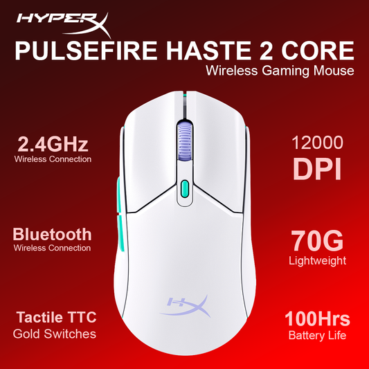 HyperX PulseFire Haste 2 Core Wireless Gaming Mouse - White